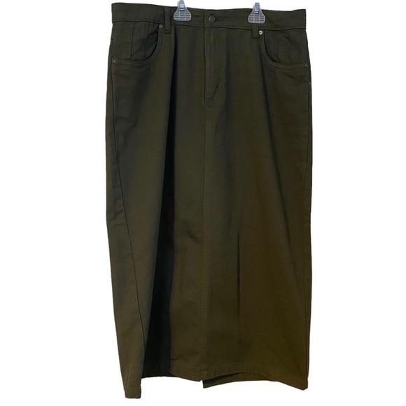 Jessica London Denim Maxi Skirt 4 Pocket Size 12W Ladies Dark Green - Picture 1 of 7